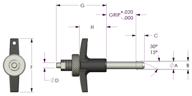 Adjustable Grip Length Pin Dimensions