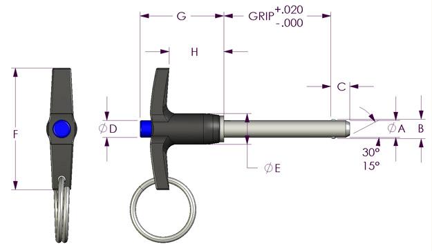 Single Acting T Handle Dimensions