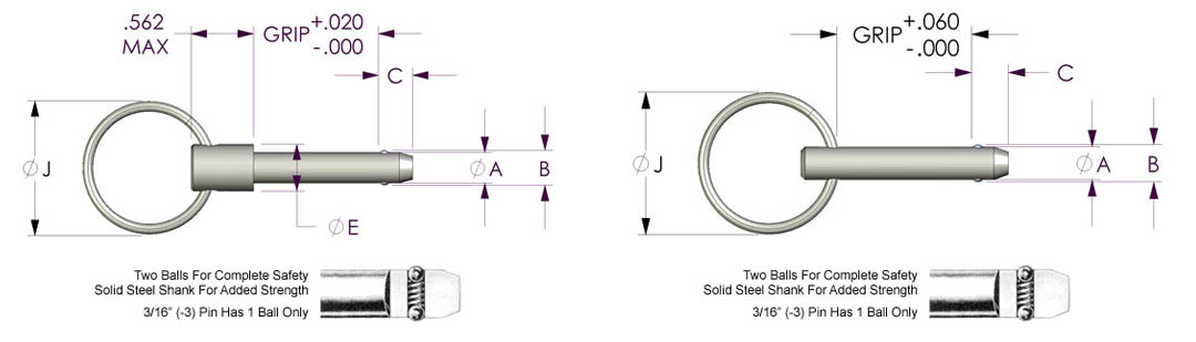 輸入 プロキュアエースAvibank BALL-LOK SINGLEACTING PINS Bハンドル t0.8インチ用 762-8251  BLC5BC08S 6個