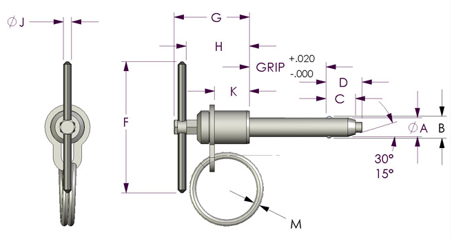 Avibank BALL-LOK[[（R）]] SINGLE ACTING PINS B HANDLE NAS規格:NAS133 BLC4BA06S(7628056) 入数：6個 - 7