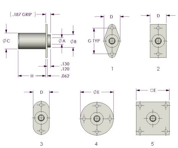 Pip Pin BLC3BA13BF, GR2D Diameter 3/16" Aircraft AVK Push Grip 1 3/8" 